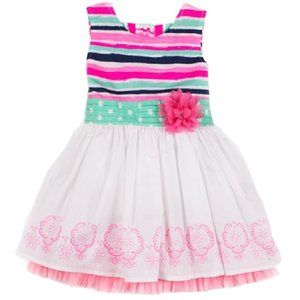 Little Lass Baby Girls Striped Sleeveless Dress w Diaper Cover Size 18 24 mo NWT